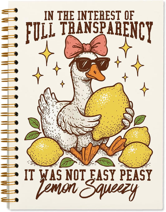 Summer Silly Goose Lemon Journal Notebook 5.5x8.3 | Lemon Goose Gifts for Teen Girls Women; Funny Notebooks for College Work School Office Note Taking
