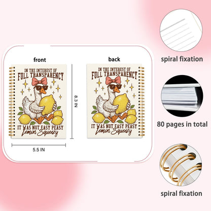 Summer Silly Goose Lemon Journal Notebook 5.5x8.3 | Lemon Goose Gifts for Teen Girls Women; Funny Notebooks for College Work School Office Note Taking