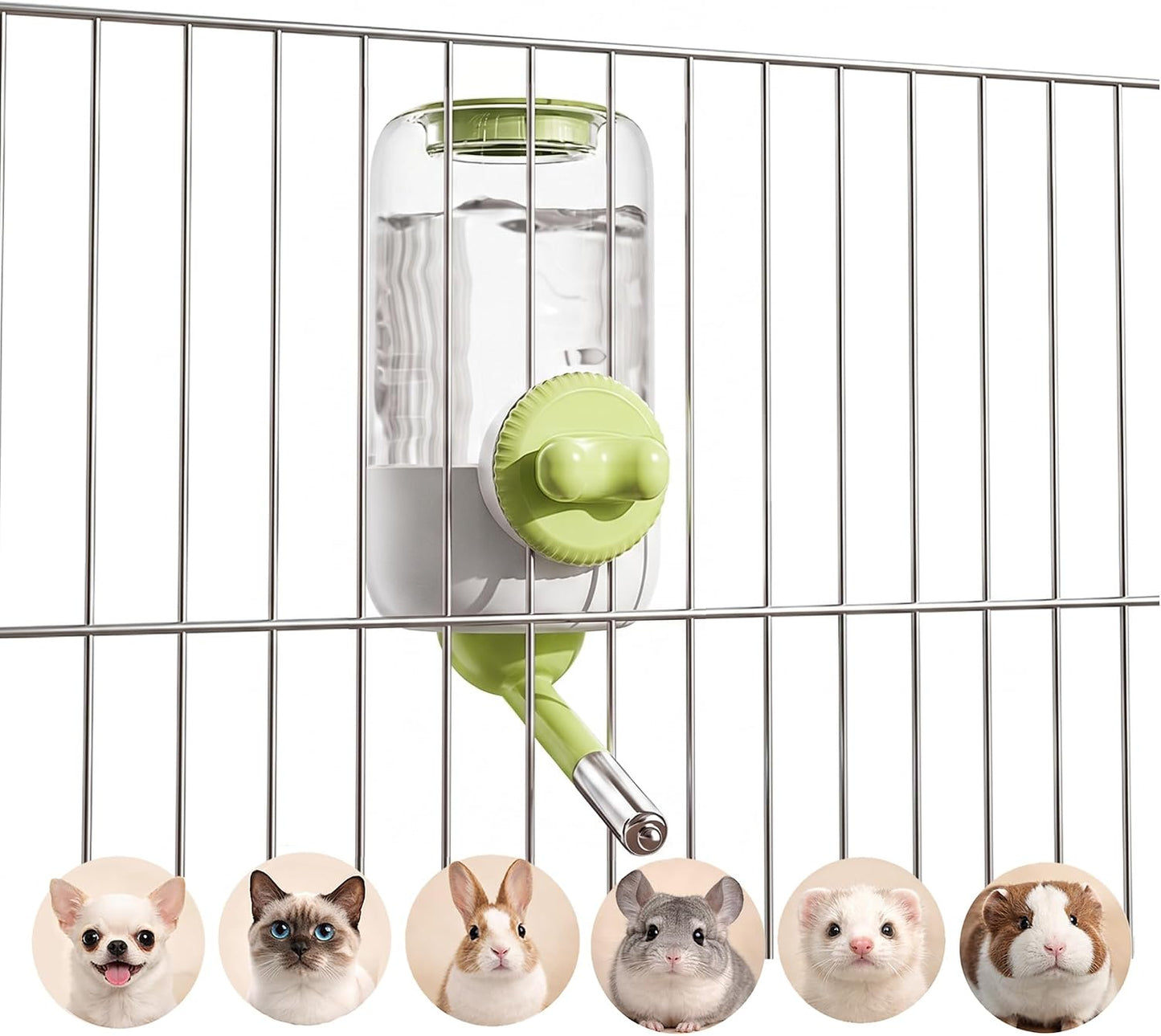 30oz Ball-Tip Hanging Water Bottle for Small Animal Cage Yellow | Visible Water Level， Controlled Drinking Flow， Helps Keep Bedding Drier， External Mount Saves Cage Space