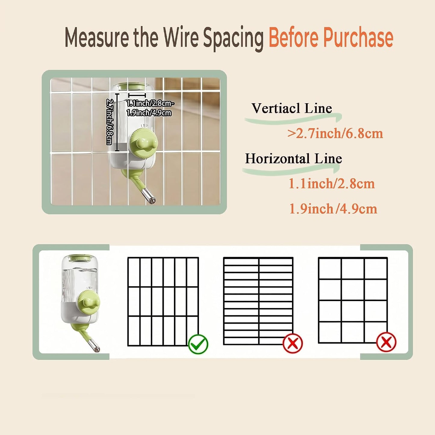 30oz Ball-Tip Hanging Water Bottle for Small Animal Cage Yellow | Visible Water Level， Controlled Drinking Flow， Helps Keep Bedding Drier， External Mount Saves Cage Space