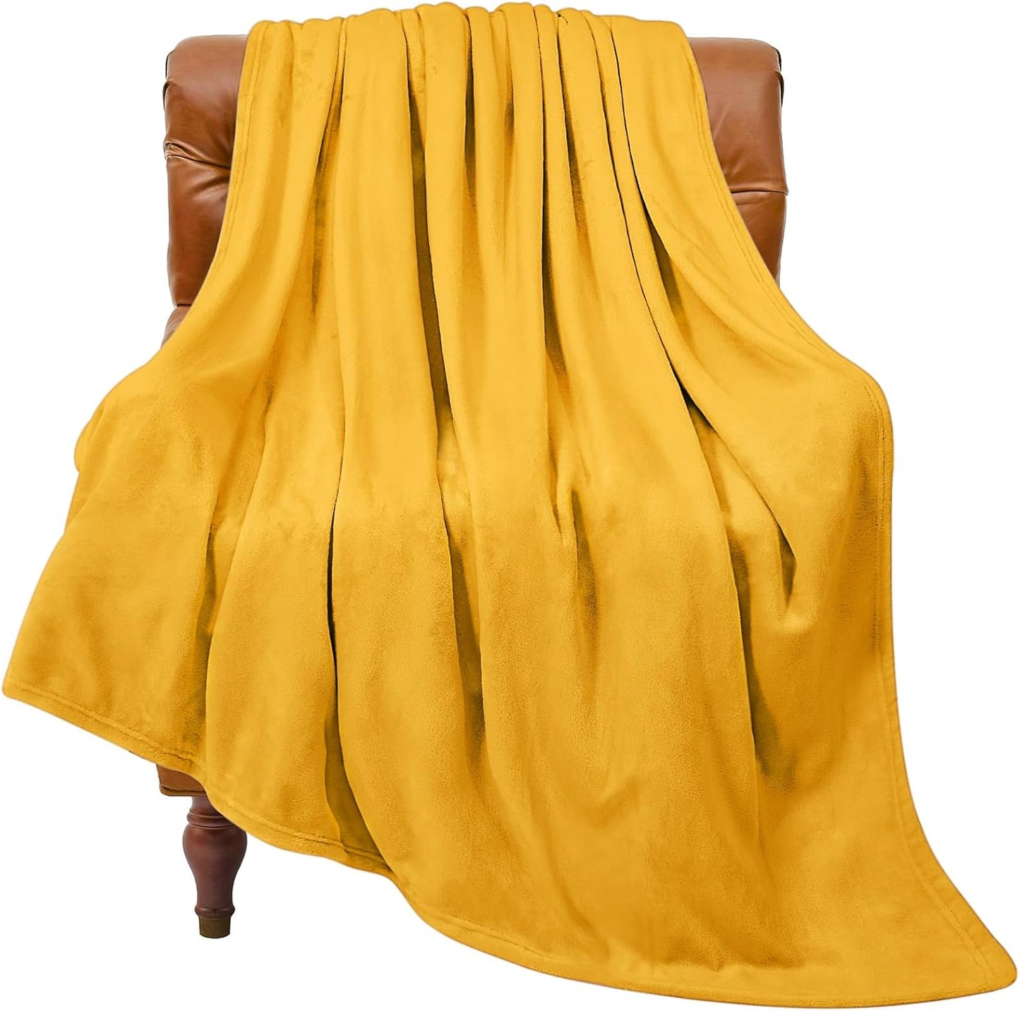 Fleece Blanket Soft Plush Twin Size Blanket Yellow 60"x80" | Ultra Soft Fleece, Plush Microfiber, Lightweight Warmth, All Season Comfort, Fade Resistant, Machine Washable, Couch Sofa Bed