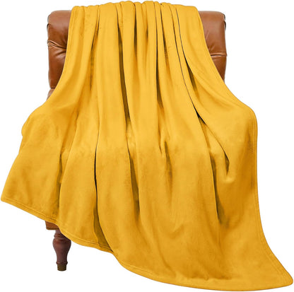 Fleece Blanket Soft Plush Twin Size Blanket Yellow 60"x80" | Ultra Soft Fleece, Plush Microfiber, Lightweight Warmth, All Season Comfort, Fade Resistant, Machine Washable, Couch Sofa Bed