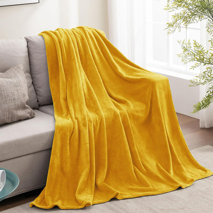 Fleece Blanket Soft Plush Twin Size Blanket Yellow 60"x80" | Ultra Soft Fleece, Plush Microfiber, Lightweight Warmth, All Season Comfort, Fade Resistant, Machine Washable, Couch Sofa Bed