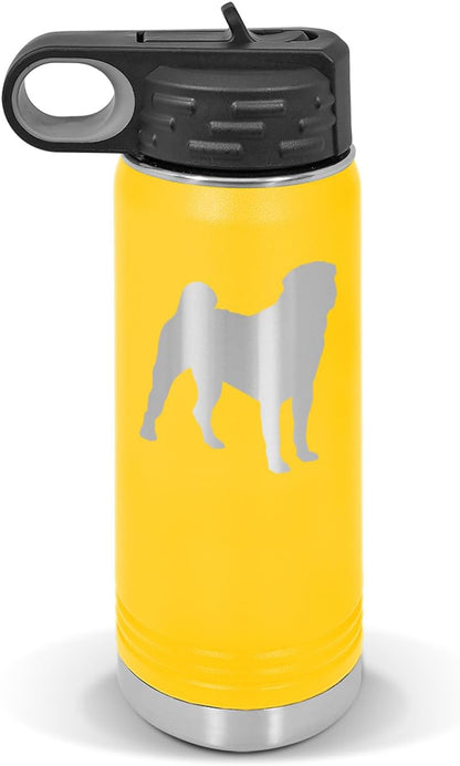 Chinese Shar-Pei Water Bottle 20 oz - Laser Engraved w/Flip Top Removable Straw - Polar Camel - Stainless - Vacuum Insulated - Drinkware - Dog Canine pet