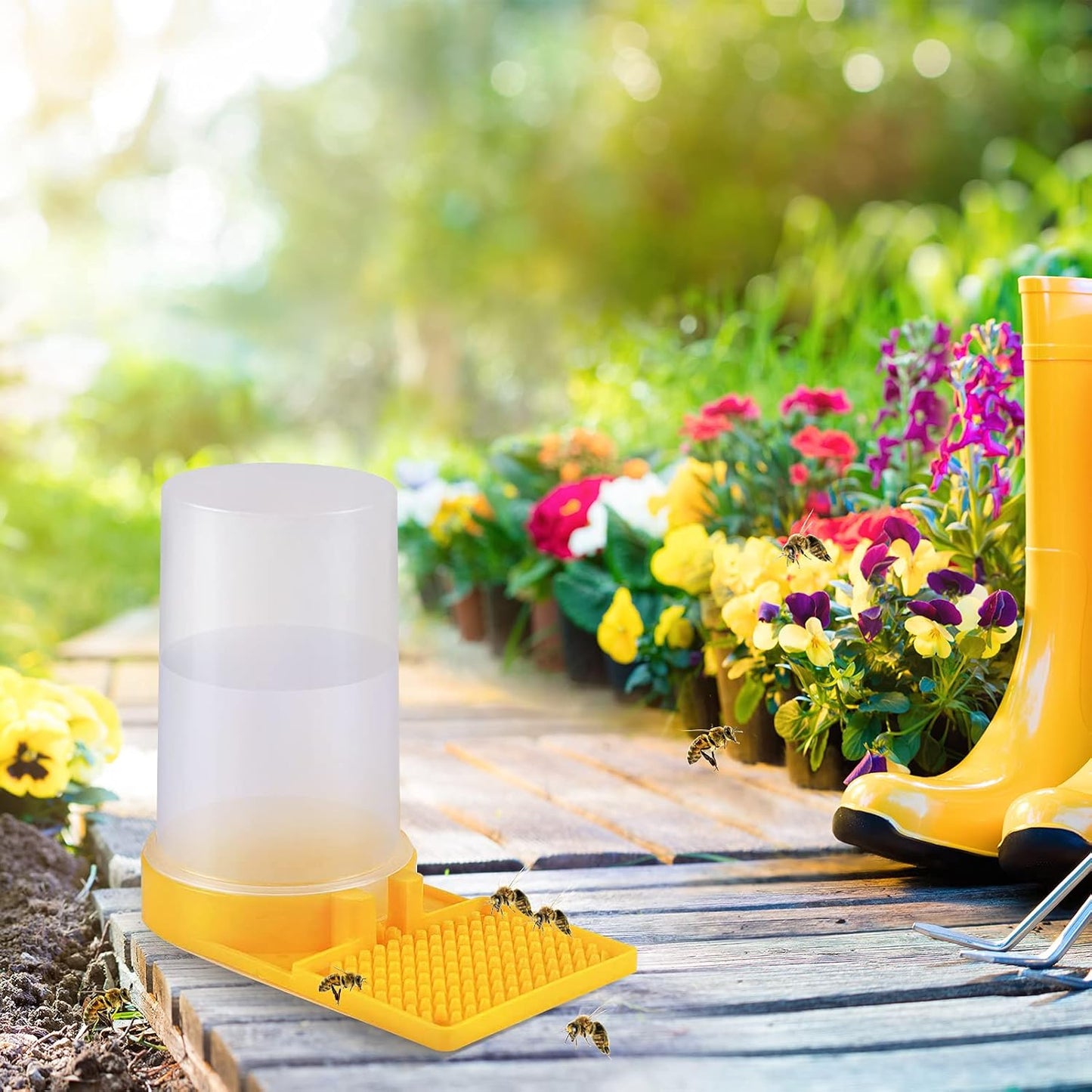 2 Pack Beehive Beekeeping Water Dispenser Bee Drinking Beekeeping Equipment Honey Beehive Entrance Feeder Nest Beekeeper Tools (White and Yellow)
