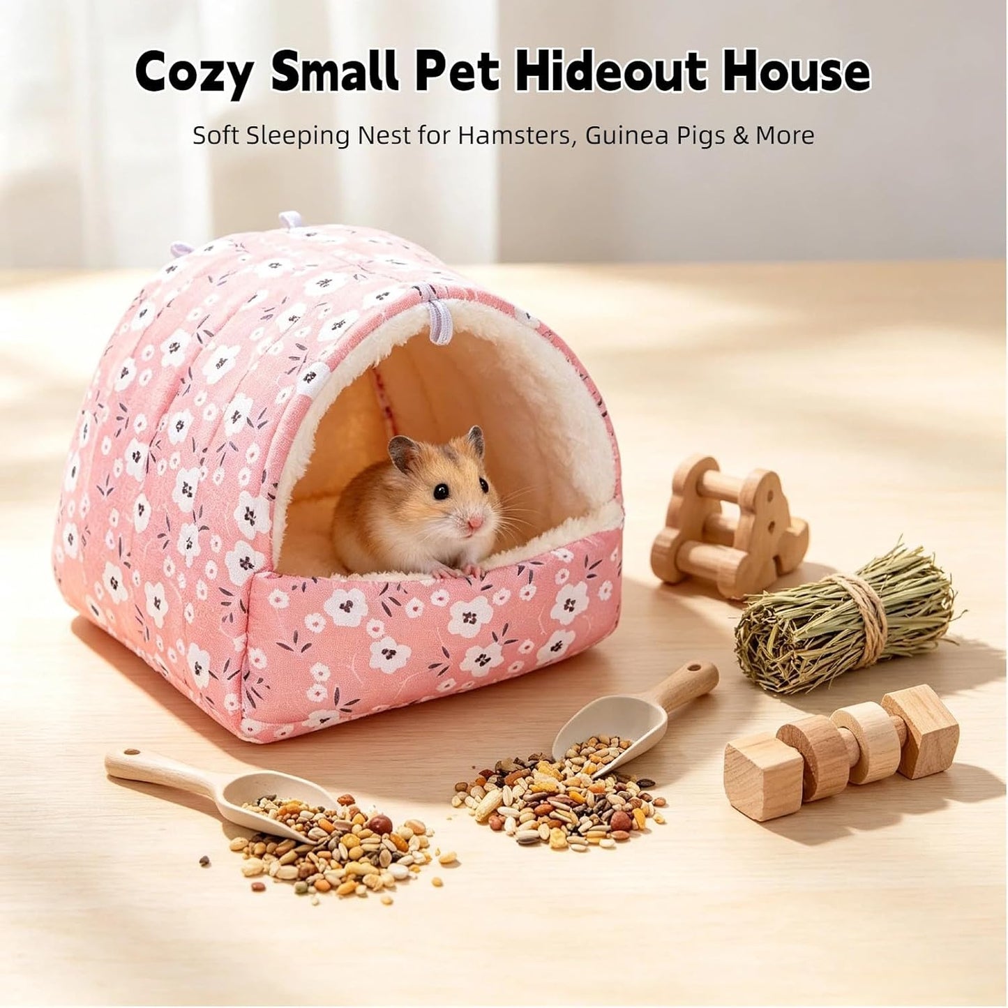 Small Pet Bed Pocket Pet Hideaway Small Animal Hideout Soft Bed (Yellow, S) | Small Pet House Cage Accessories Soft Guinea Pig Bed Dwarf Hamster Hideout Young Chinchilla Mini Hedgehog Baby Squirrel Bed
