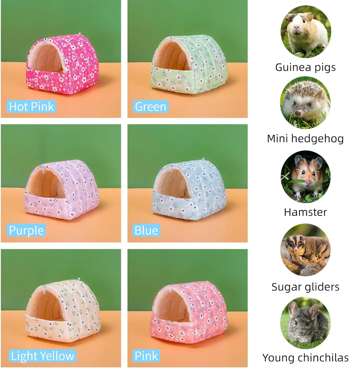 Small Pet Bed Pocket Pet Hideaway Small Animal Hideout Soft Bed (Yellow, S) | Small Pet House Cage Accessories Soft Guinea Pig Bed Dwarf Hamster Hideout Young Chinchilla Mini Hedgehog Baby Squirrel Bed