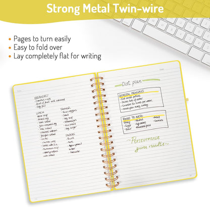 Lined Spiral Journal Notebook with 300 Numbered Pages, B5 College Ruled Thick Journals for Writing with 100GSM Paper, Hardcover Notebooks with Contents for Work, School, Women, Men, Yellow
