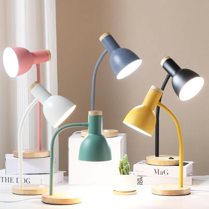 Table Lamp,Wooden Adjustable Desk Lamp,Dorm Lamp&Bedside Lamp for Living Room, Bedroom, Kids Room (Yellow)