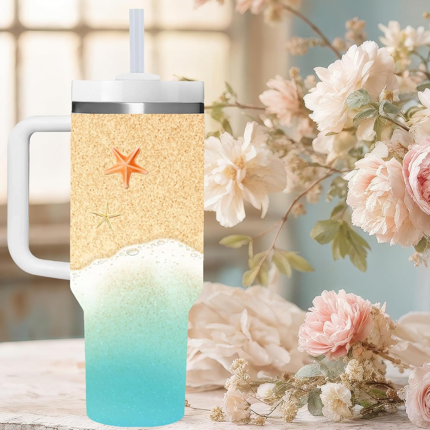 40 OZ Lemon Tumbler with Handle.lemon lover gifts.Unique Christmas Birthday Gifts for Lemon Lover.Personalized 40 OZ Lemons Tumbler Gifts for Women Men.