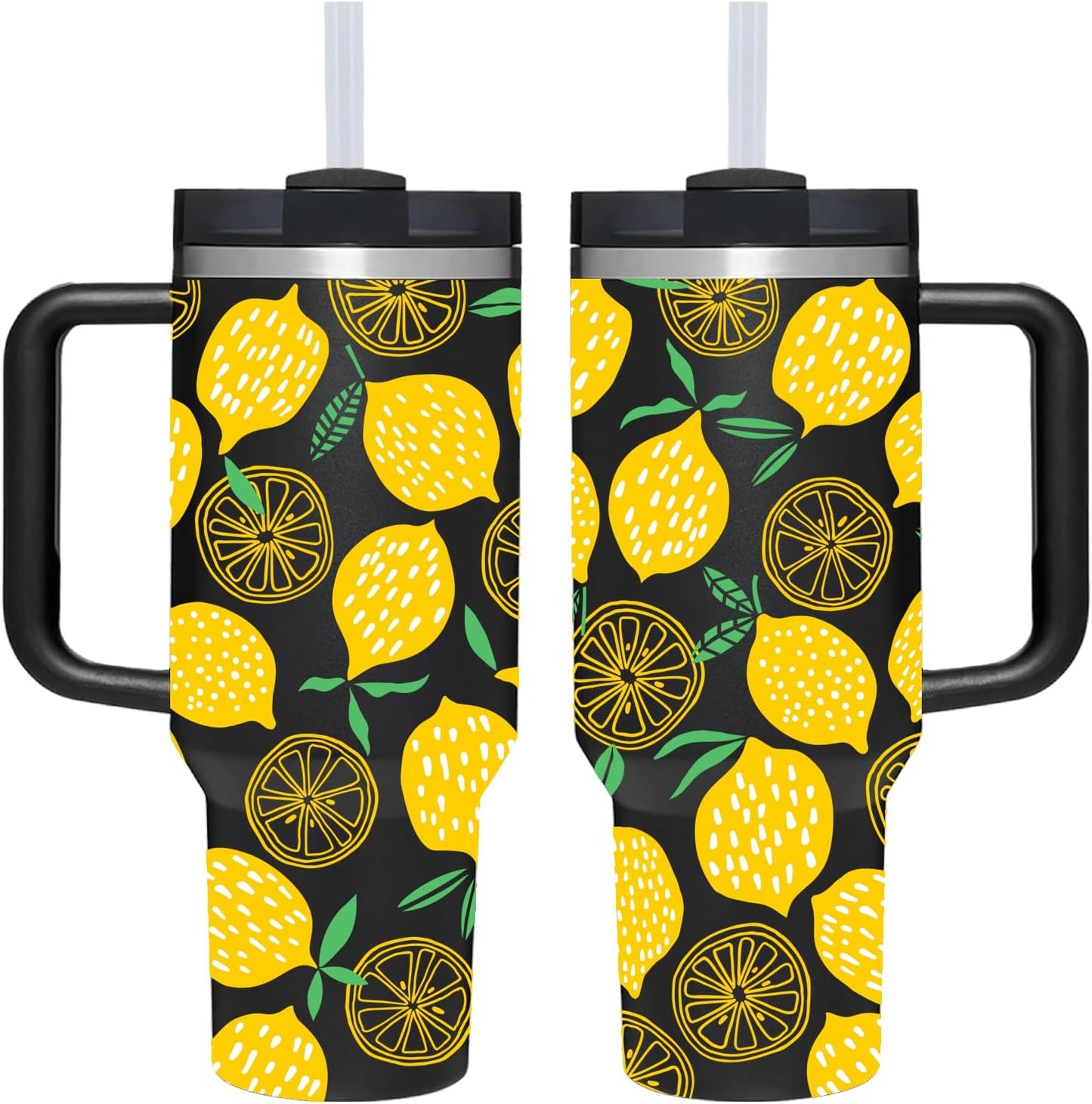 40 OZ Lemon Tumbler with Handle.lemon lover gifts.Unique Christmas Birthday Gifts for Lemon Lover.Personalized 40 OZ Lemons Tumbler Gifts for Women Men.