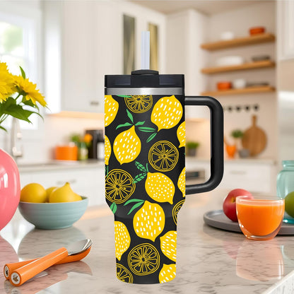 40 OZ Lemon Tumbler with Handle.lemon lover gifts.Unique Christmas Birthday Gifts for Lemon Lover.Personalized 40 OZ Lemons Tumbler Gifts for Women Men.