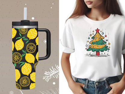 40 OZ Lemon Tumbler with Handle.lemon lover gifts.Unique Christmas Birthday Gifts for Lemon Lover.Personalized 40 OZ Lemons Tumbler Gifts for Women Men.