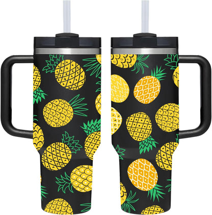 40 OZ Lemon Tumbler with Handle.lemon lover gifts.Unique Christmas Birthday Gifts for Lemon Lover.Personalized 40 OZ Lemons Tumbler Gifts for Women Men.