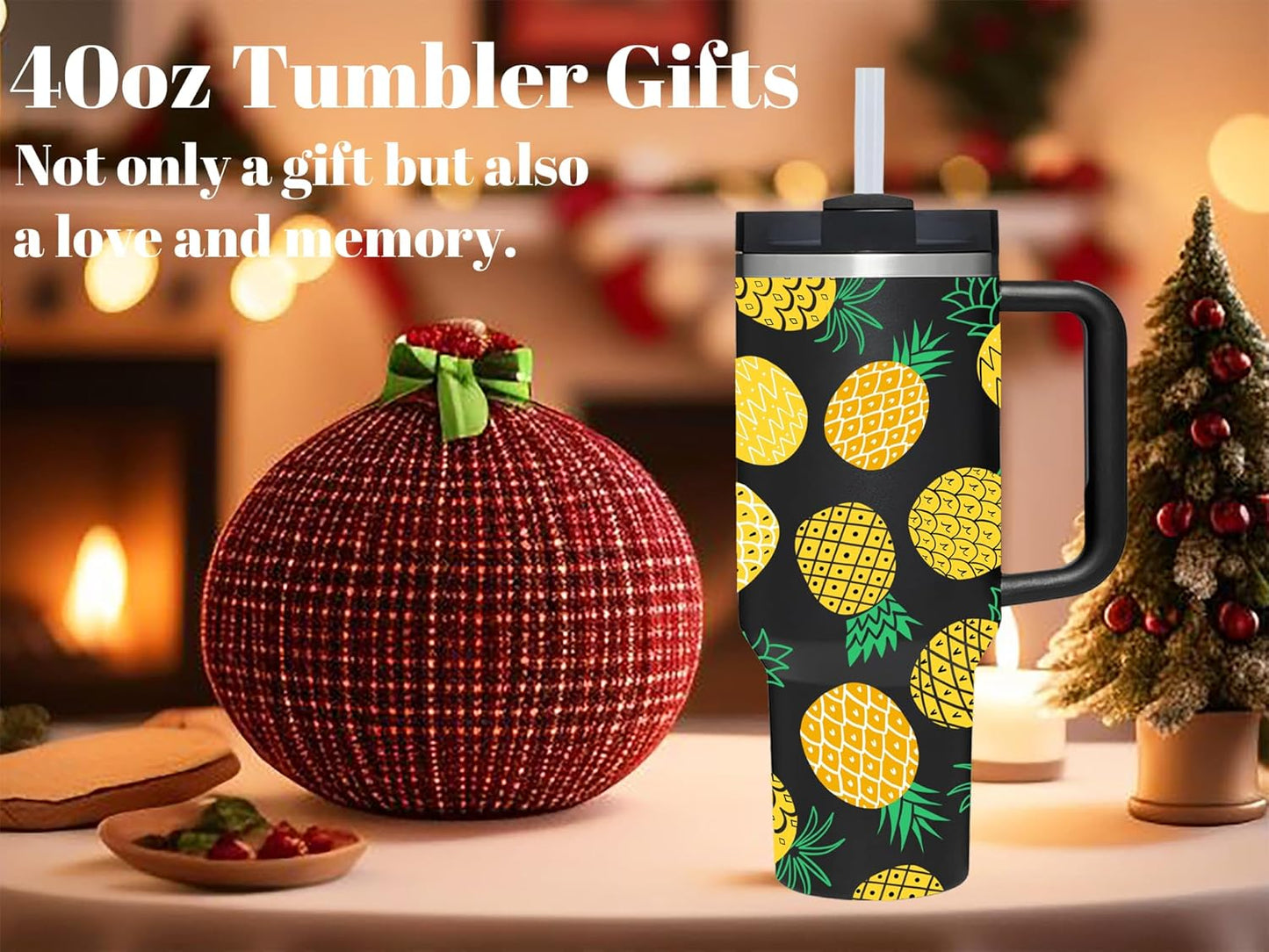 40 OZ Lemon Tumbler with Handle.lemon lover gifts.Unique Christmas Birthday Gifts for Lemon Lover.Personalized 40 OZ Lemons Tumbler Gifts for Women Men.