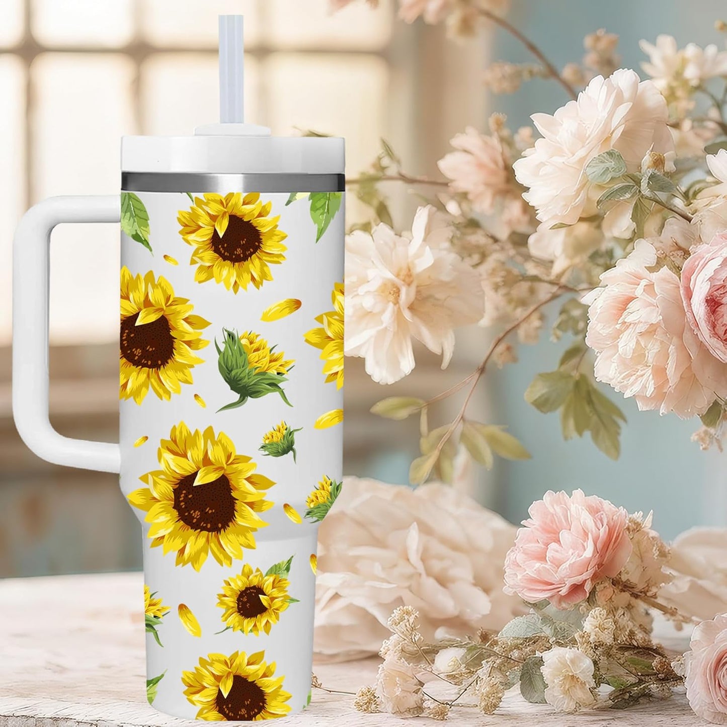 40 OZ Lemon Tumbler with Handle.lemon lover gifts.Unique Christmas Birthday Gifts for Lemon Lover.Personalized 40 OZ Lemons Tumbler Gifts for Women Men.