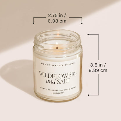 Coastal Lemon Non Toxic Candle – Soy Candle with Lemon, Sea Salt, Woods, Jasmine Aroma – 40 Hour Burn – 9oz Clear Glass Jar – Fresh Mediterranean Home Fragrance