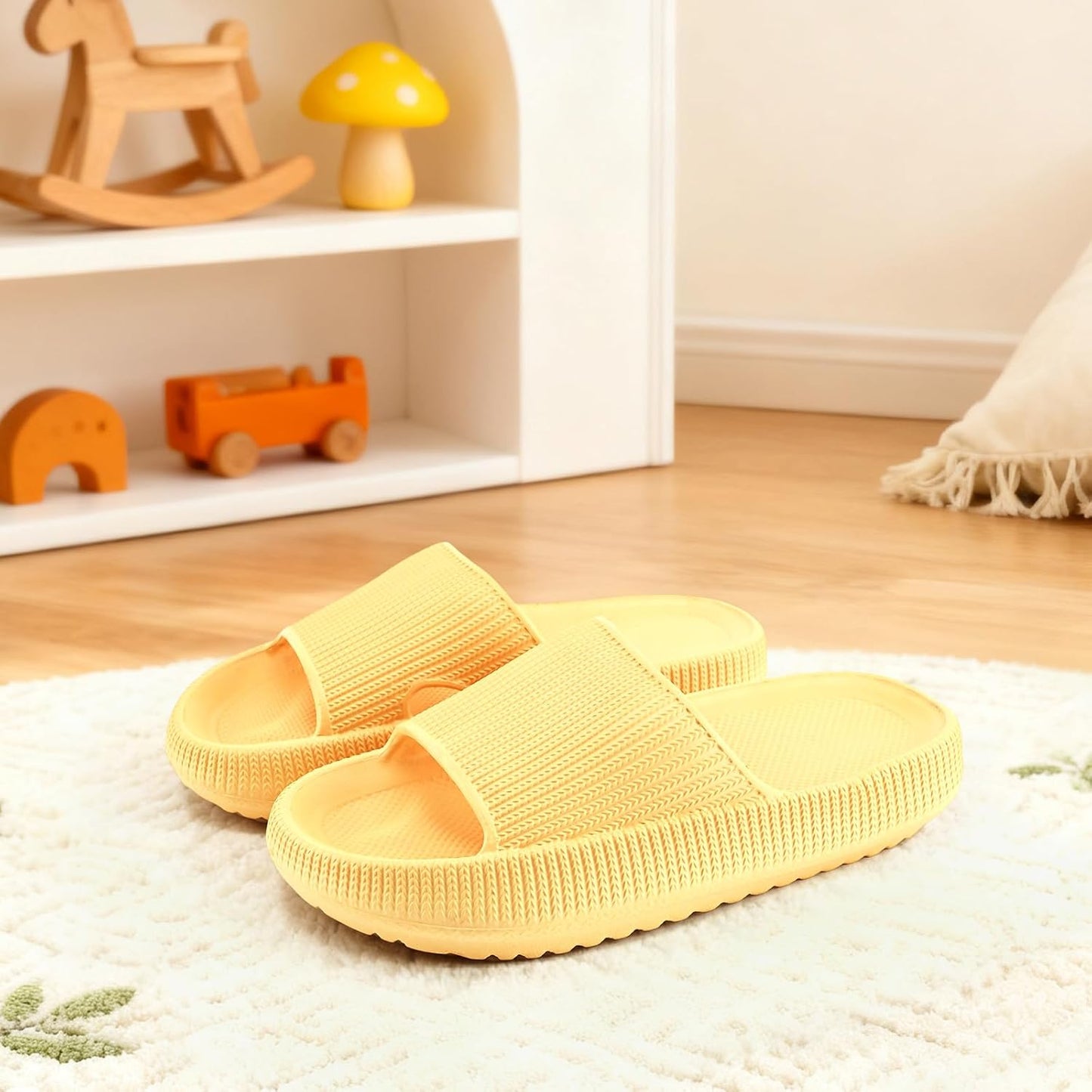 Cloud Slides for Kids, Toddler Boys Girls Pillow Shower Bathroom Slippers, Non-Slip Open Toe Super Soft Comfy Thick Sole Home House Beach Clouds Cushion Slide Sandals for Indoor Outdoor Shoes