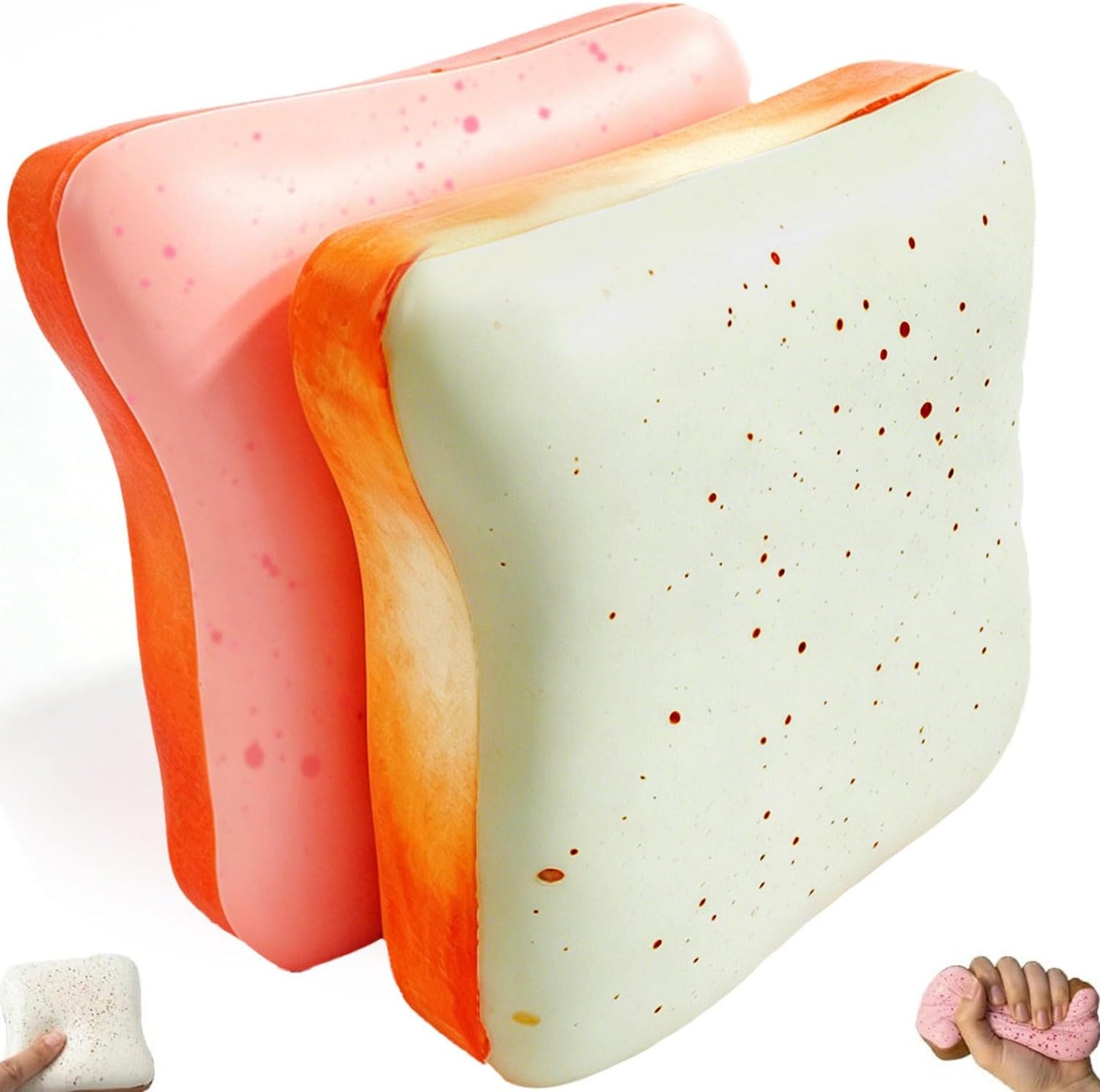 2PCS Soft Bread Butter Squishy Toy,Slow Rising Squishy Funny Novelty Sensory Fidget Toy, Portable Squishy Play Toy for Anxiety Calming, Party Favor(Pink/White)