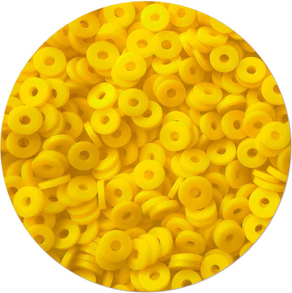 2000pcs Yellow Clay Beads for Bracelets Jewelry Making | 6mm Round Flat Heishi Disc Spacer, Bulk Polymer Clay Beads Refill Bags, Single Color for DIY Friendship Bracelet Crafts