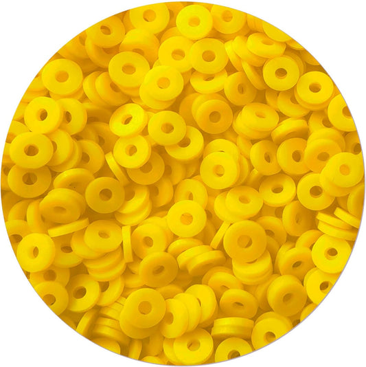 2000pcs Yellow Clay Beads for Bracelets Jewelry Making | 6mm Round Flat Heishi Disc Spacer, Bulk Polymer Clay Beads Refill Bags, Single Color for DIY Friendship Bracelet Crafts