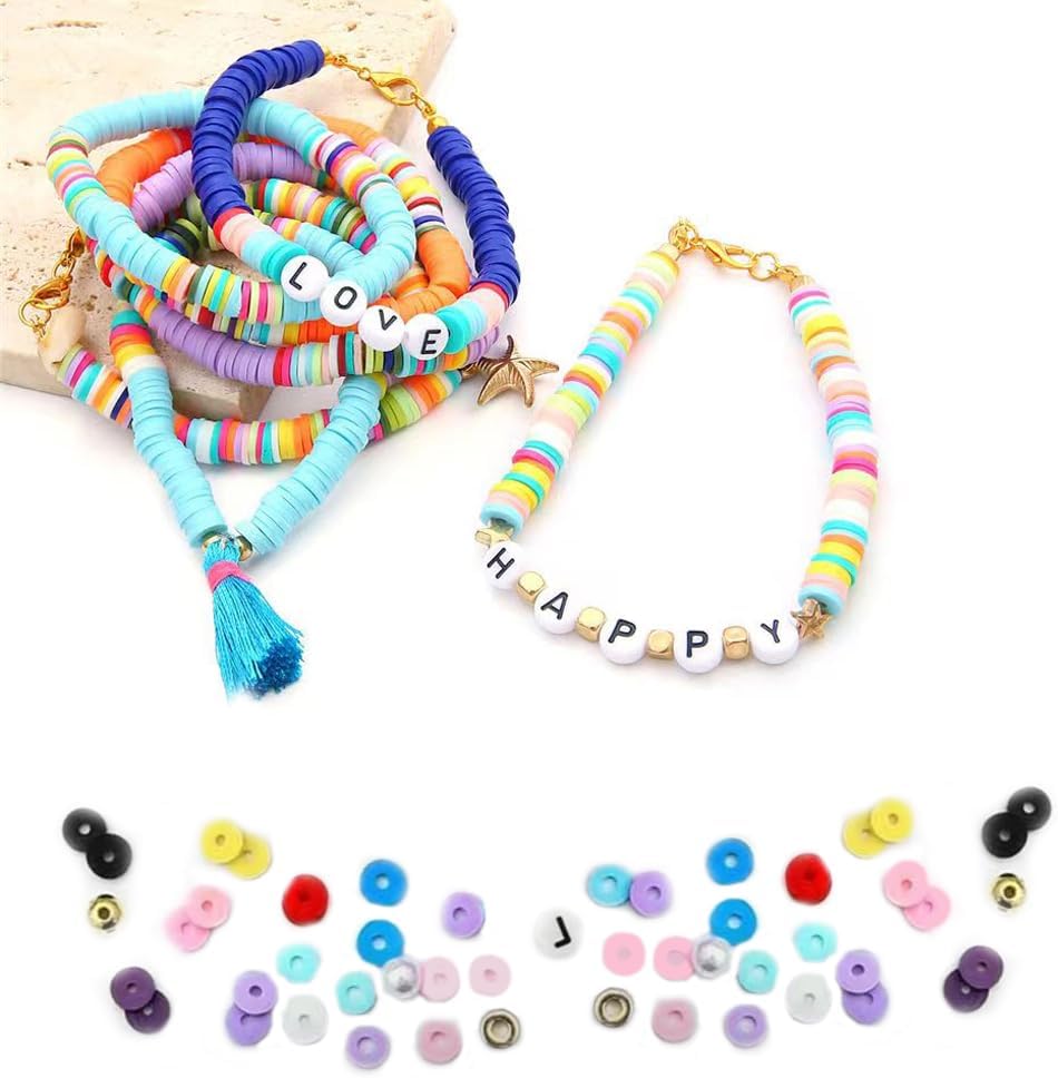 2000pcs Yellow Clay Beads for Bracelets Jewelry Making | 6mm Round Flat Heishi Disc Spacer, Bulk Polymer Clay Beads Refill Bags, Single Color for DIY Friendship Bracelet Crafts