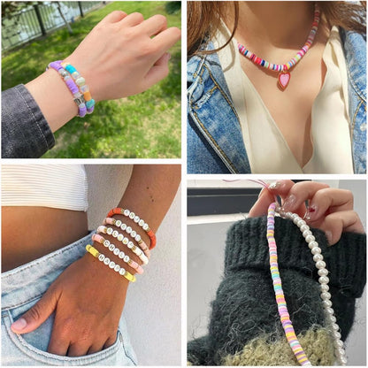 2000pcs Yellow Clay Beads for Bracelets Jewelry Making | 6mm Round Flat Heishi Disc Spacer, Bulk Polymer Clay Beads Refill Bags, Single Color for DIY Friendship Bracelet Crafts