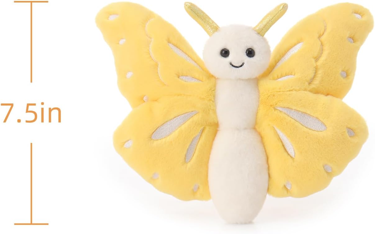 Yellow Butterfly Soft Stuffed Animals Plush Toys 7.5''