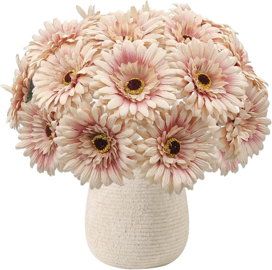 20 Pcs Fake Silk Gerbera Daisy Artificial Flowers with Stems Faux Daisies Flower Bulk for DIY Art Crafts Home Wedding Party Vase Centerpieces Tables Garland Wreath Decoration (Multi Color)