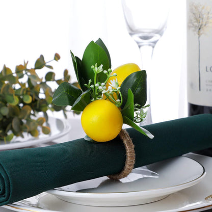Lemon Napkin Rings Set of 6 Yellow Lemon Vine Leaf Napkin Holder Spring Summer Lemon Napkin Ring Holder for Wedding Dinner Party Table Decor