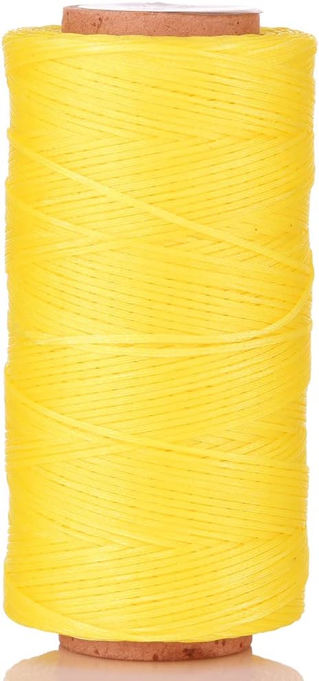 [32 Colors Available] 150D 0.8mm 284Yards Flat Waxed Thread Hand Stitching Cord Leather Craft Tool Leather Stitching Sewing (Yellow) | Hand Stitching Cord Leather Craft Tool Leather Stitching Sewing ( Yellow )