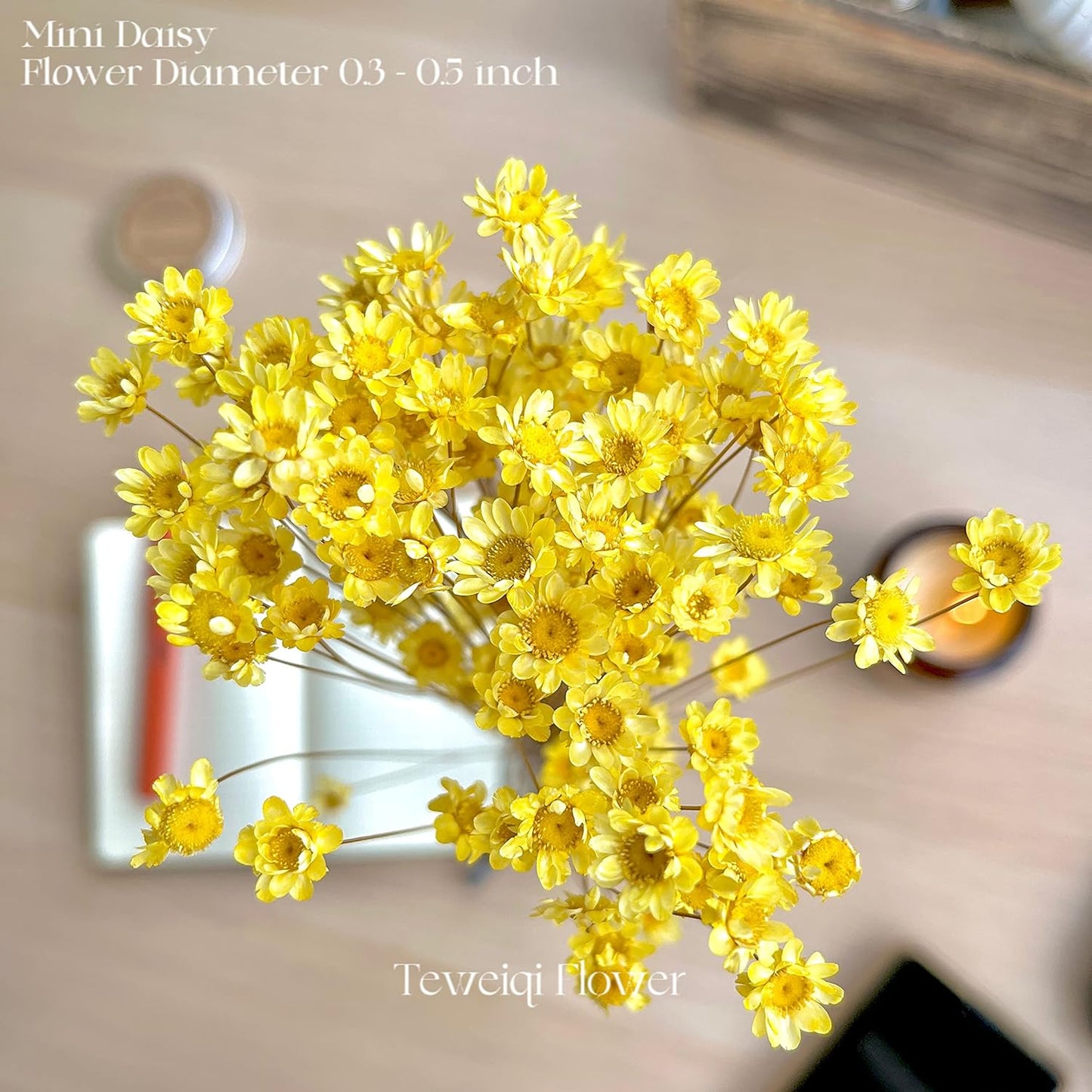Natural - Dried - Flowers Brazilian Small Star Daisy Dried Decorative Mini Chamomile Bouquet for Wedding Floral Arrangements Home Decorations Valentine's Day Gifts (200 Stems) (Yellow )