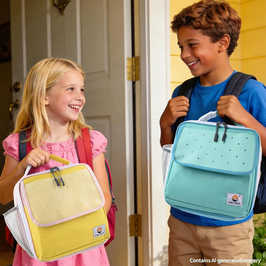 Lunch Box Kids,Fun Color Lunch Box for Girls,Large Soft Cooler Lunch Bag for Kids,Back to School Thermal Insulated Lunch Tote Bag for School Daycare Outdoor (Yellow Pink)