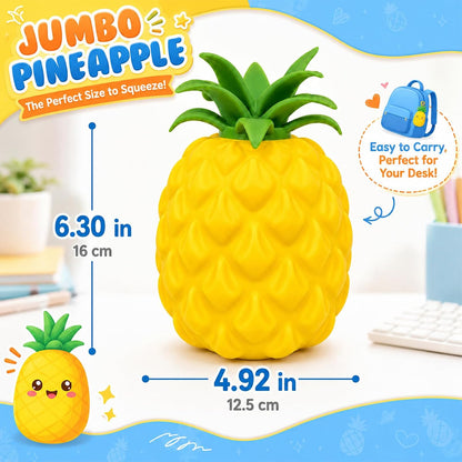 Jumbo Pineapple Squishy Toys,Squeeze Sensory Fidget Toys for Stress & Anxiety Relief,Cute Giant Fruit Stress Balls Squishies Toy,Birthday Gifts Party Favor for Adults Kids