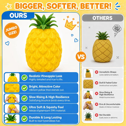 Jumbo Pineapple Squishy Toys,Squeeze Sensory Fidget Toys for Stress & Anxiety Relief,Cute Giant Fruit Stress Balls Squishies Toy,Birthday Gifts Party Favor for Adults Kids