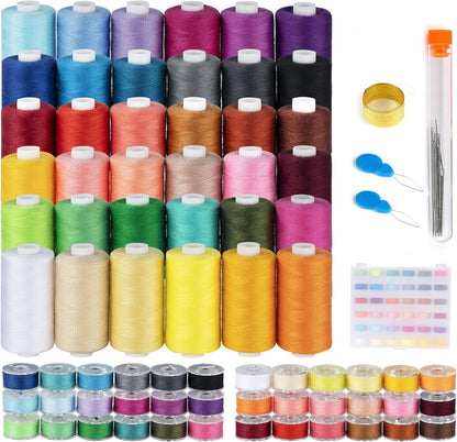 ilauke 72 Pcs Sewing Thread 700 Yards, 36 Colors with Prewound Bobbins | Thread for Sewing, Polyester Sewing Machine Threads for Brother Singer Janome with Sewing Supplies