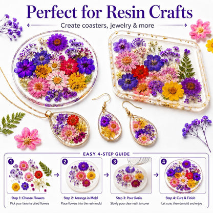 70 pcs Dried Flowers for Resin, Natural Flowers and Leaves Kit with Tweezers， Vacuum Sealed DIY Pressed Flowers for Jewelry Molds, Candle Soap Making, Scrapbook, Nail Art (Colorful-C)