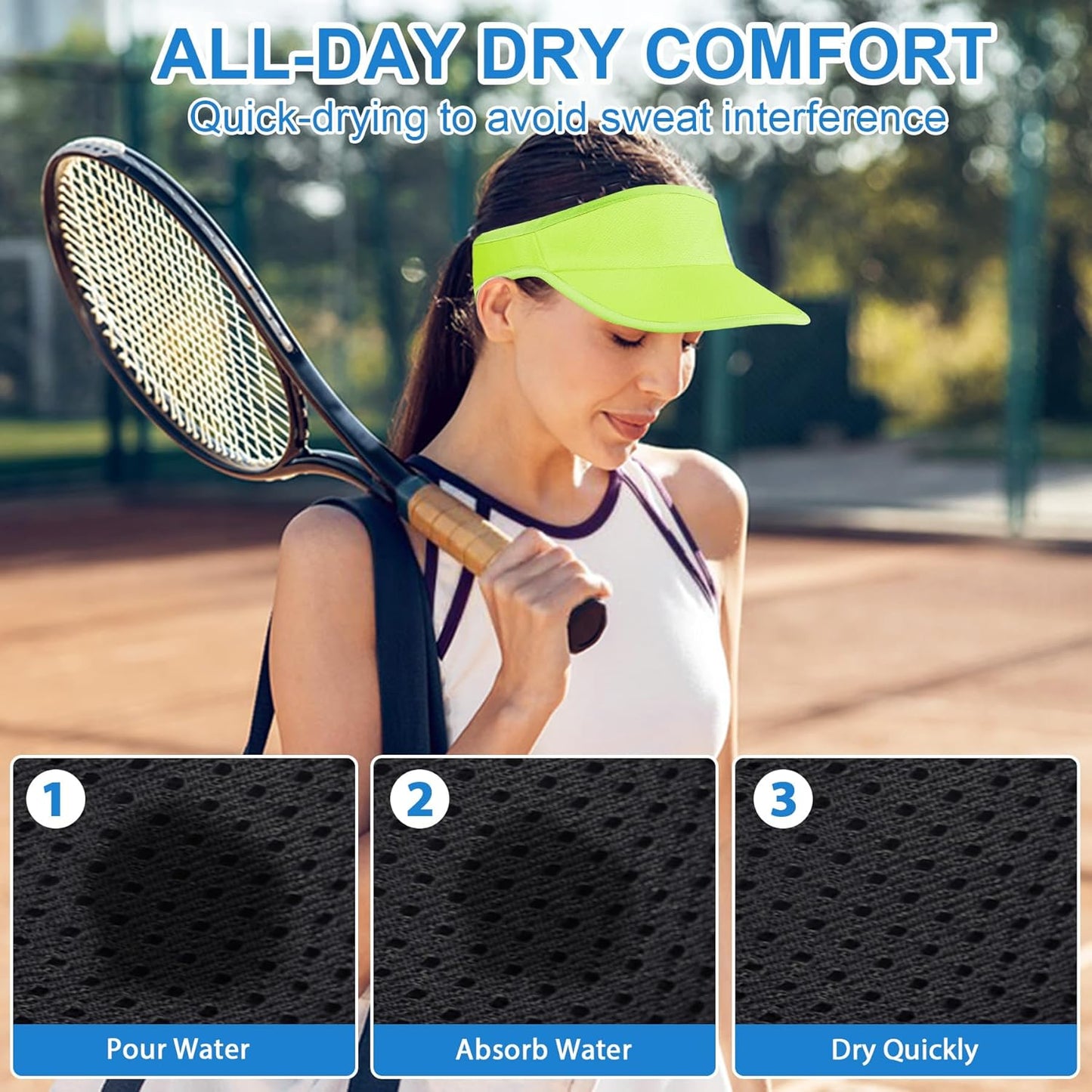 Sports Sun Visor Hat for Women Men, Lightweight Quick-Dry Sun Hat | UPF50+, packable & breathable visor hat, adjustable fit, for running, tennis, golf, cycling, pickleball and outdoor sports