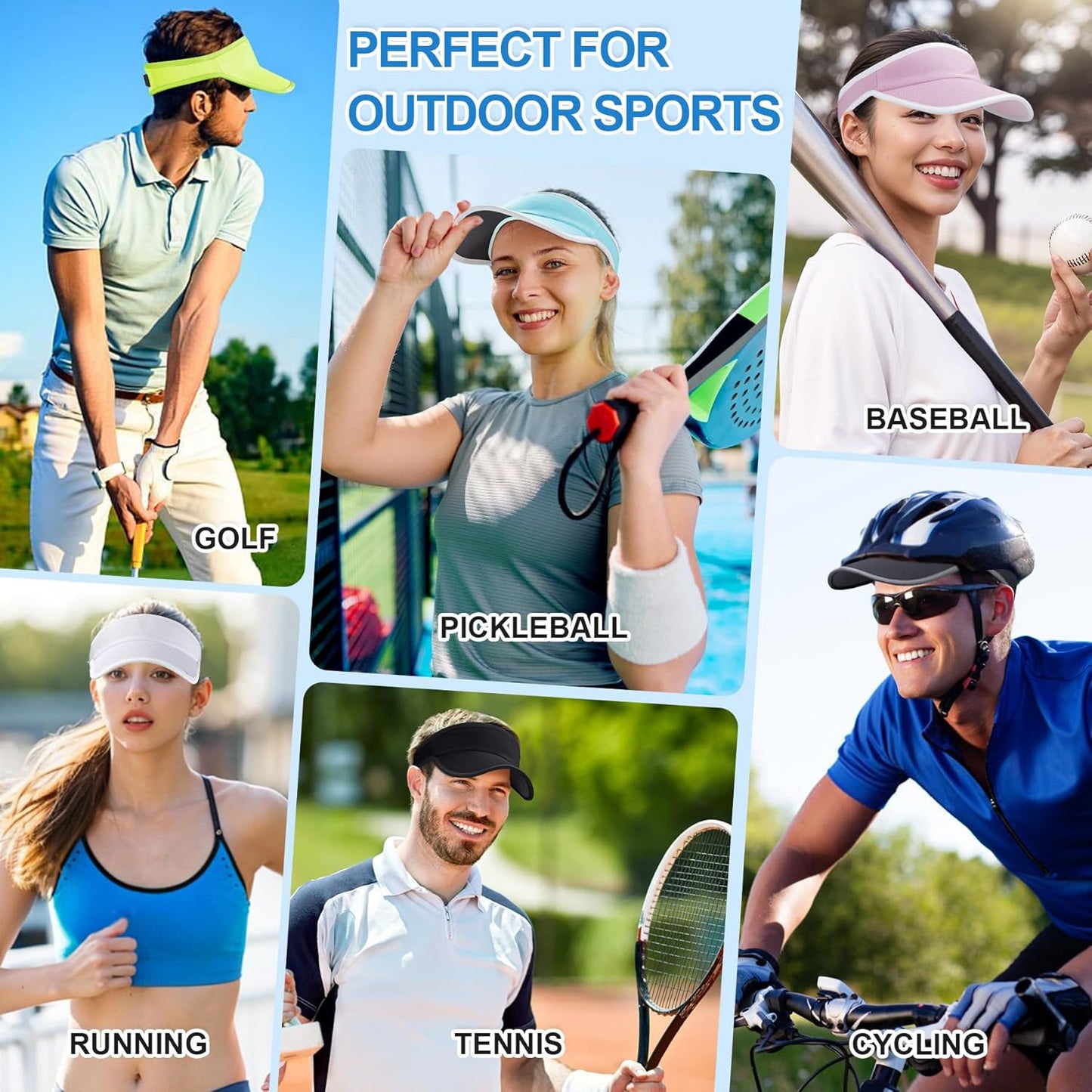Sports Sun Visor Hat for Women Men, Lightweight Quick-Dry Sun Hat | UPF50+, packable & breathable visor hat, adjustable fit, for running, tennis, golf, cycling, pickleball and outdoor sports