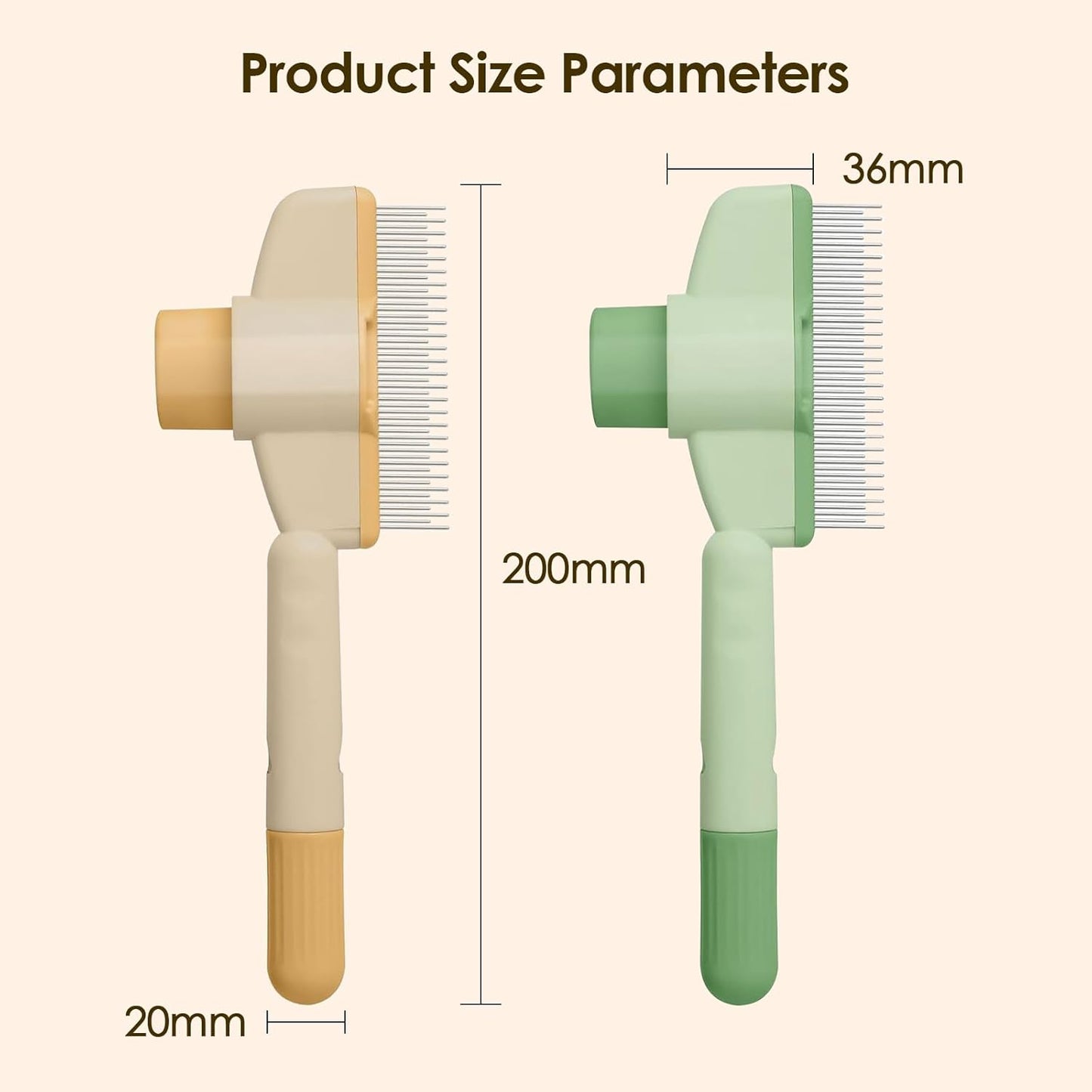 Flea Comb for Cats Dogs Brush for Shedding Self Cleaning Pet Comb Lice Comb Long & Short Stainless Steel Metal Grooming Brush(Yellow)