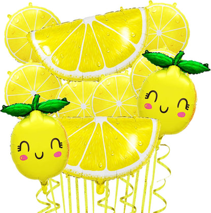10Pcs Lemon Foil Balloons Lemon Party Balloons Lemon Slices Summer Fruit Lemon Balloons for Lemon Birthday Baby Shower Summer Lemonade Bridal Shower Wedding Lemon Party Decorations