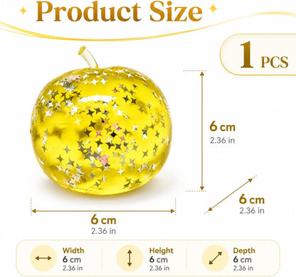 Apple Squishy, Squishy Apple with Glitter Star Pattern and Slow-Return Texture for Desk Display and Fruit-Themed Collectibles, in Yellow