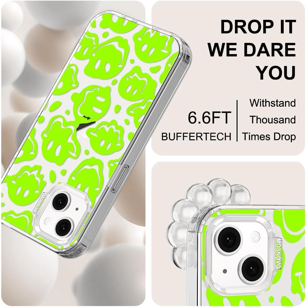 Case for iPhone 13 Pro Max, [Buffertech 6.6ft Military-Grade Drop Protection] [Anti Peel Off Tech] Clear TPU Bumper Phone Case Cover Design - Lemon - Colors C