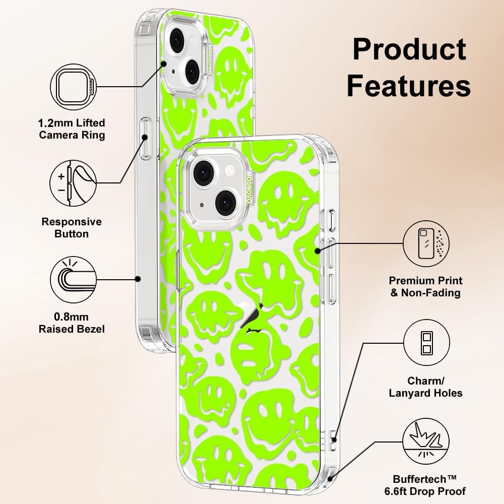 Case for iPhone 13 Pro Max, [Buffertech 6.6ft Military-Grade Drop Protection] [Anti Peel Off Tech] Clear TPU Bumper Phone Case Cover Design - Lemon - Colors C