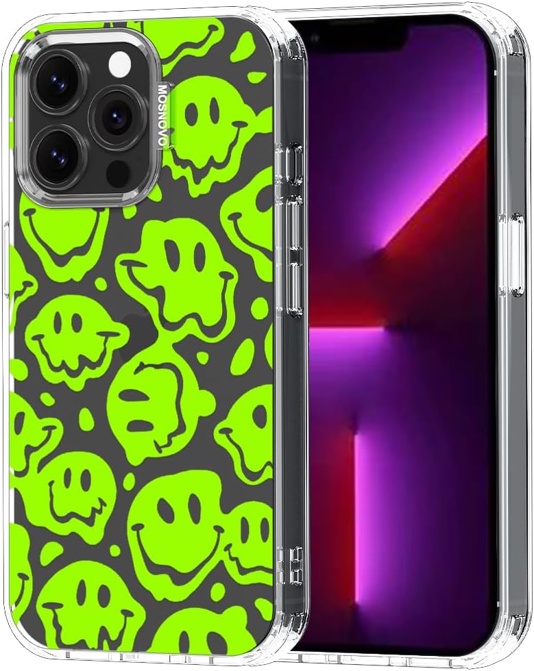 Case for iPhone 13 Pro Max, [Buffertech 6.6ft Military-Grade Drop Protection] [Anti Peel Off Tech] Clear TPU Bumper Phone Case Cover Design - Lemon - Colors C