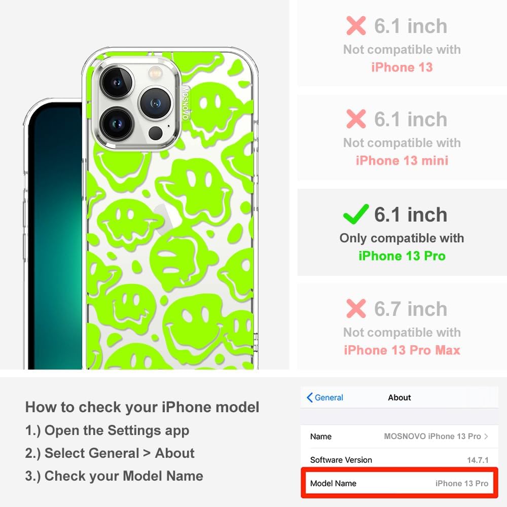 Case for iPhone 13 Pro Max, [Buffertech 6.6ft Military-Grade Drop Protection] [Anti Peel Off Tech] Clear TPU Bumper Phone Case Cover Design - Lemon - Colors C