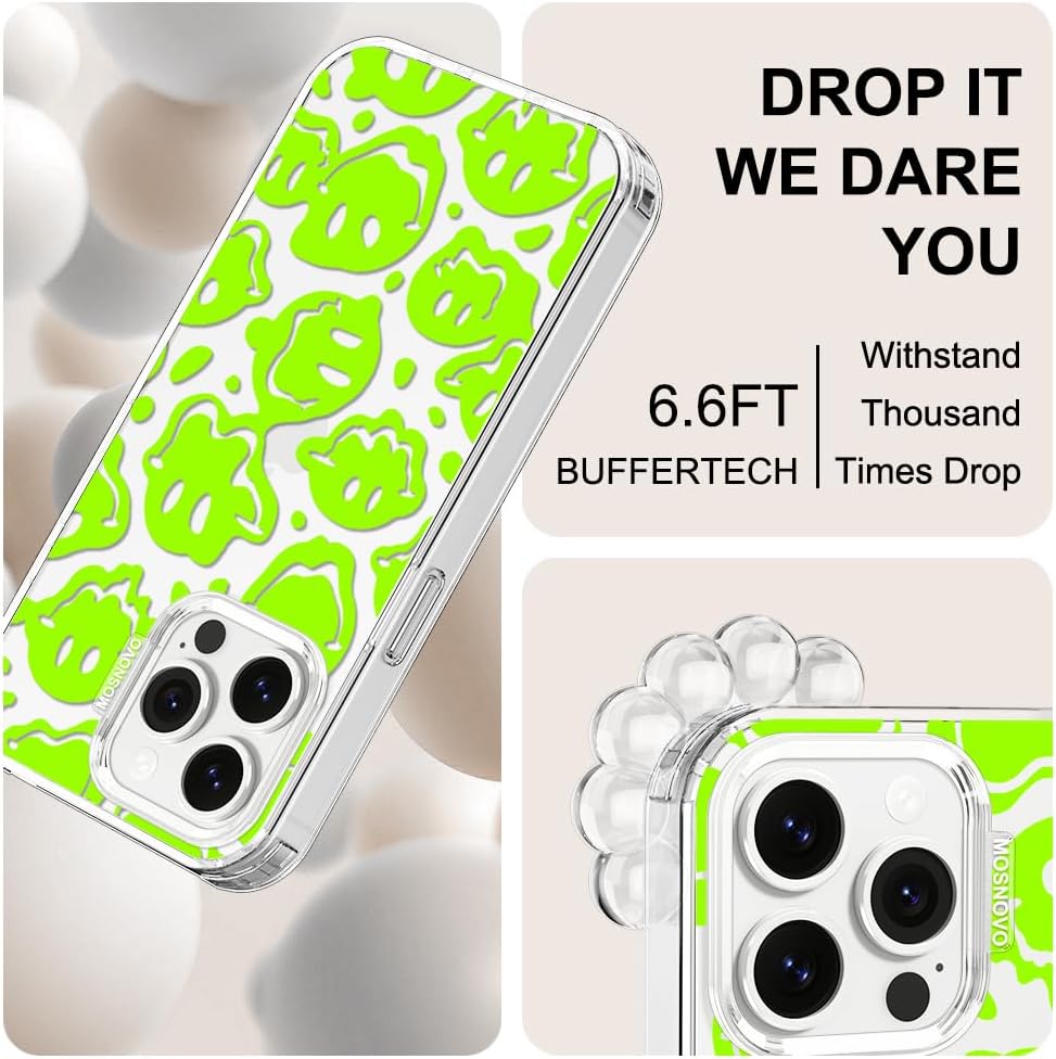 Case for iPhone 13 Pro Max, [Buffertech 6.6ft Military-Grade Drop Protection] [Anti Peel Off Tech] Clear TPU Bumper Phone Case Cover Design - Lemon - Colors C