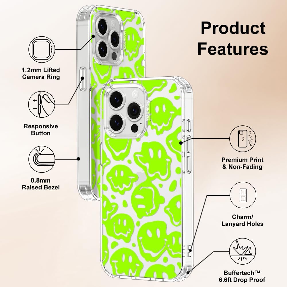 Case for iPhone 13 Pro Max, [Buffertech 6.6ft Military-Grade Drop Protection] [Anti Peel Off Tech] Clear TPU Bumper Phone Case Cover Design - Lemon - Colors C