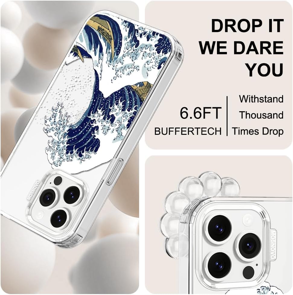 Case for iPhone 13 Pro Max, [Buffertech 6.6ft Military-Grade Drop Protection] [Anti Peel Off Tech] Clear TPU Bumper Phone Case Cover Design - Lemon - Colors C