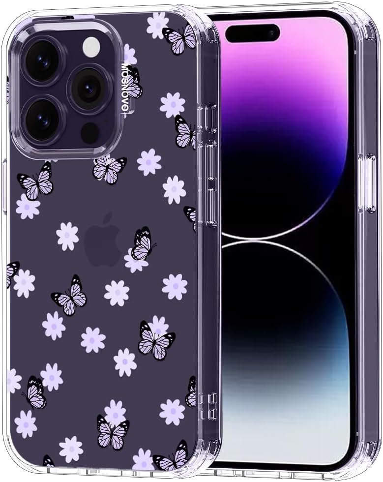 Case for iPhone 13 Pro Max, [Buffertech 6.6ft Military-Grade Drop Protection] [Anti Peel Off Tech] Clear TPU Bumper Phone Case Cover Design - Lemon - Colors C